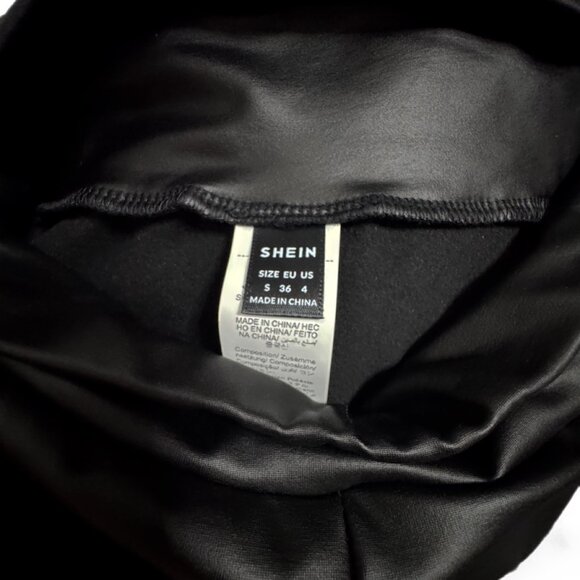 SHEIN High Waist Faux Leather Leggings Size S | Black Shaping Tummy Control Pant - Picture 4 of 5